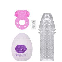 Kit Brinquedos Eróticos Egg Masturbador Capa Peniana Anel Peniano Casal Sexshop