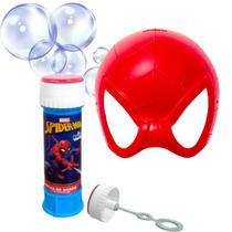 Kit Brinquedos Fazer Bolhas de Sabão Infantil Homem Aranha + Máscara Herói