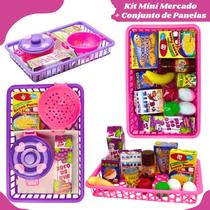 Kit Brinquedos Infantil Meninas Panelas Mini Mercado Conjunto Crianças