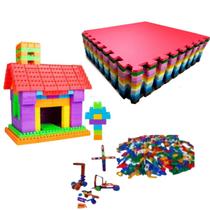 Kit Brinquedos Infantis 200 Multiblocos, 200 Lig Barras e Tatame 1x1