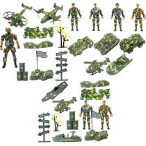 Kit Brinquedos Militares em Miniatura com Veículos Soldados e Acessórios 35 Peças Plástico ABS Kit Brinquedos Militares em Miniatura com Veículos Soldados e Acessórios 35 Peças Plástico ABS