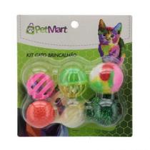 Kit brinquedos para Gatos Brincalhão 6 Unid - PET MART