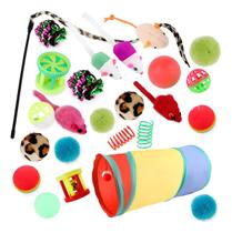 Kit Brinquedos Para Gatos Com Túnel 50cm E 24 Interativos Kit Brinquedos Para Gatos Com Túnel 50cm E 24 Interativos