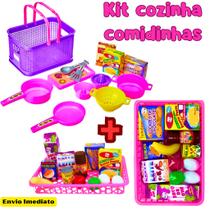 Kit Brinquedos Para Meninas Cozinha Faz de Conta Cestinha 12 Acessórios+ Cestinha de Comidinhas