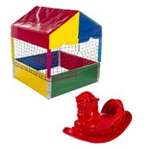 Kit Brinquedos Playground Piscina de Bolinhas Quadrada 1,00m + Gangorra Infantil 1 Lugar - WEBER TOYS
