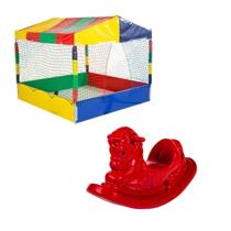 Kit Brinquedos Playground Piscina de Bolinhas Quadrada 1,50m + Gangorra Infantil 1 Lugar