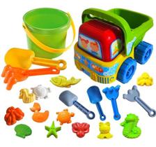 Kit Brinquedos Praia Baldinho Carrinho Pá Rastelo Forminhas Areia Piscina Crianças Presente Kit Brinquedos Praia Baldinho Carrinho Pá Rastelo Forminhas Areia Piscina Crianças Presente