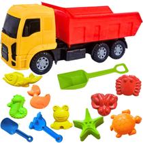 Kit Brinquedos Praia Caminhao Basculante com Pá Grande + Forminhas Praia Areia Brinquedo Interativo Piscina Carrinhos Jardim Meninos Infantil Crianças Presente Natal Kit Brinquedos Praia Caminhao Basculante com Pá Grande + Forminhas Praia Areia Brinquedo Interativo Piscina Carrinhos Jardim Meninos Infantil Crianças Presente Natal