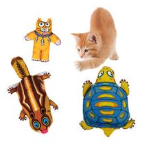 Kit Brinquedos Tartaruga Gato Esquilo Com Catnip Para Pets