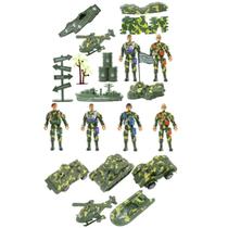Kit brinquedos veículos militares Soldados miniatura 23 Pçs