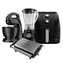 Kit Britânia Air Fryer + Batedeira + Grill + Liquidificador Preto/inox 220 V Kit Britânia Air Fryer + Batedeira + Grill + Liquidificador Preto/inox 220 V