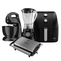 Kit Britânia com Air Fryer 5,5L + Batedeira 4,3L + Grill/Sanduicheira + Liquidificador Diamante