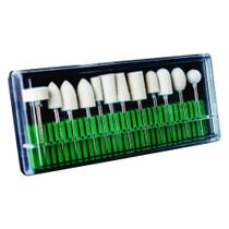 Kit Broca Fibra Branca Para Lixa Elétrica - Nail Queen 12 BRANCAS