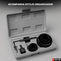 Kit Broca Serra Copo 6 Peças com Encaixe Padrão Ideal para Furadeiras Madeira Gesso e Pvc + Estojo
