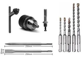 Kit Broca,talhadeira Ponteira,sds Plus P Martelete + Mandril