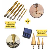 Kit Brocas Para Corte Lateral + Kit Broca Escalonada Cônica Hss 4 à 32MM Profissional P/ Furar Ferro Kit Brocas Para Corte Lateral + Kit Broca Escalonada Cônica Hss 4 à 32MM Profissional P/ Furar Ferro