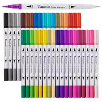 Kit Brush Pen Cores Canetas Coloridas com Ponta Fina e Pincel para Lettering, Arte e Uso Escolar