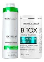 Kit btox alisamento detok italian beauty e shampoo pre tratamento terapia 2000ml