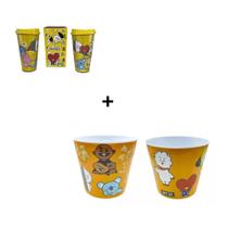 Kit Bts: Copo Térmico + Balde De Pipoca Personagens Amarelo