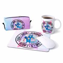 Kit BTS para Estudos - Estojo Médio + Mousepad Branco + Caneca Branca 325ml