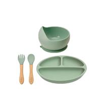 Kit Buba - Pratinho, Bowl e Talheres em Silicone Verde