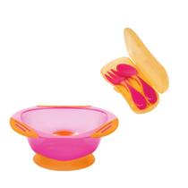 Kit Buba - Pratinho Bowl + Talheres com Estojo Rosa Neon