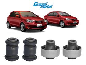 Kit Bucha Bandeja Balança Leque Dianteira Etios 2012 A 2020