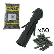 Kit Bucha Plástica 8mm Alvenaria Fixação Segura Durável Kit 10/ 20/ 30/ 40/ 50 / 60 / 70 / 80 / 90 / 100 Un
