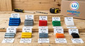 Kit Buchas Plásticas Variadas 10 Peças por Medida Ideal para Parafusos Buchas para parede com aba e sem aba Kit Buchas Plásticas Variadas 10 Peças por Medida Ideal para Parafusos Buchas para parede com aba e sem aba