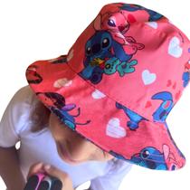 Kit Bucket Hat, Chapeu de Praia Infantil Lillo e Stitch Infantil Boina com relógio Digital incluso- 2 a 8 anos.