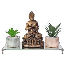 Kit Buda Hindu Com 2 Vasinhos Suculenta e Bandeja De Vidro Kit Buda Hindu Com 2 Vasinhos Suculenta e Bandeja De Vidro