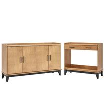 Kit Buffet 152 cm e Aparador 100% Madeira Maciça Noble Carvalho/Preto Kit Buffet 152 cm e Aparador 100% Madeira Maciça Noble Carvalho/Preto