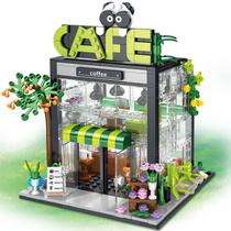 Kit Building Block Coffee Shop City com teto aberto e luzes