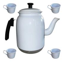 Kit Bule 1500 Ml 4 Xicaras 80 Ml De Alumínio Esmaltado