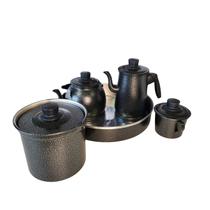 Kit Bule Chaleira Fervedor Leiteira Açucareiro Forma de Bolo Martinelli Alumínios Preto Craqueado Kit Bule Chaleira Fervedor Leiteira Açucareiro Forma de Bolo Martinelli Alumínios Preto Craqueado