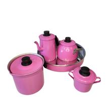 Kit Bule Chaleira Fervedor/Leiteira Açúcareiro Forma de Bolo Martinelli Alumínios Rosa Kit Bule Chaleira Fervedor/Leiteira Açúcareiro Forma de Bolo Martinelli Alumínios Rosa