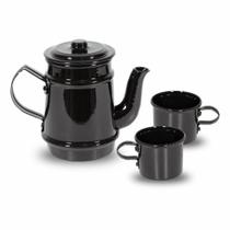 Kit bule com 2 xícaras em Alumínio Preto Kit bule com 2 xícaras em Alumínio Preto