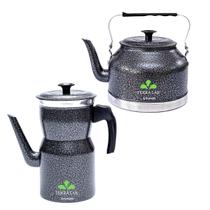 Kit Bule Com Chaleira Grande Chá Café Leite Em Alumínio