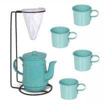 Kit Bule Com Suporte Para Coador + 4 Mini Caneca 100 ml - Verde Tifani