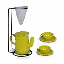 Kit Bule Com Suporte Para Coador + Mini Xícaras - Amarelo