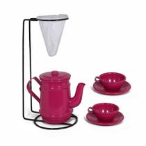 Kit Bule Com Suporte Para Coador + Mini Xícaras - Pink Kit Bule Com Suporte Para Coador + Mini Xícaras - Pink