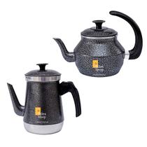 Kit Bule E Chaleira Com Infusor Chá Café Leite Em Alumínio