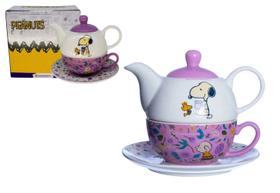 Kit Bule Xícara Prato Snoopy Peanuts Oficial Presente ZC
