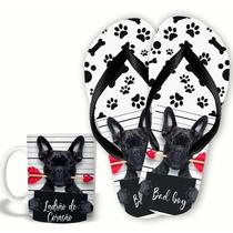 KIT Bulldog Caneca de Polímero 325ML e Chinelo PET