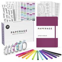 Kit Bullet Journal PAPERAGE - Diário Pontilhado com 12 Canetas