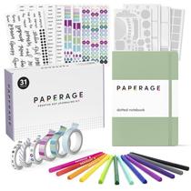 Kit Bullet Journal PAPERAGE - Diário Pontilhado com 12 Canetas