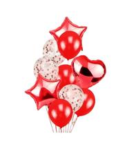 Kit Buquê Balão Metalizado 12 e Estrela 18 Vermelho - 10 un