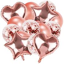 Kit Buque Balão Metalizado 14 Peças Bexiga Festa Rose Gold