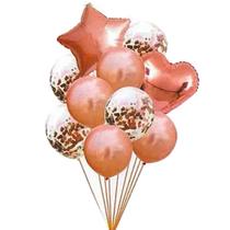 Kit Buquê Balões Rose Gold - 10 Unidades - Extra Festas