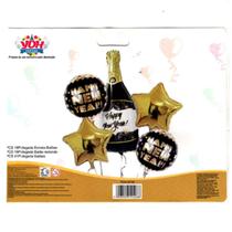 kit buque c/5 balões decoração Reveillon garrafa festa kit buque c/5 balões decoração Reveillon garrafa festa